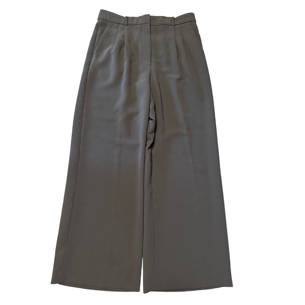 Aritzia Wilfred The Effortless Pant Wide Leg Pleated Trouser ARMY GREEN Size 14
